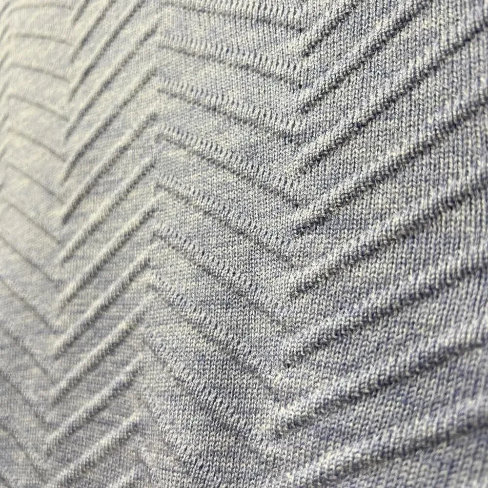 Monte Carlo V Neck Sweater Mens 40 Gray Wool Blend Chevron‎ Knit Pullover